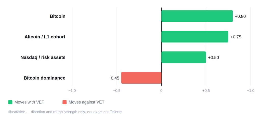 VeChain (VET) Price Prediction 2026, 2027, 2028&ndash;2030 - vechain correlation schematic 2 1024x472