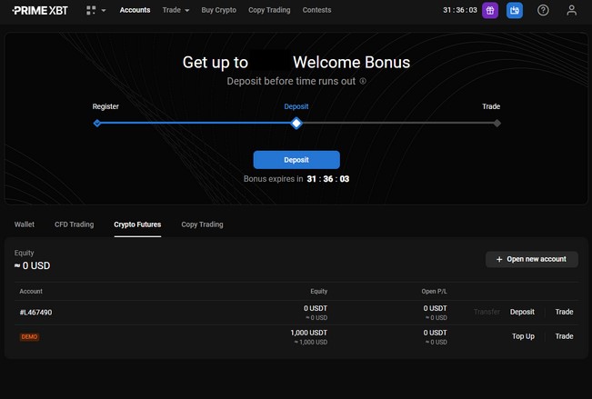 New to trading? Try PrimeXBT’s Demo Account - demo 1
