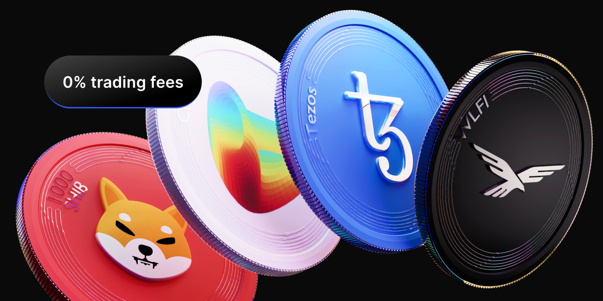 Trade WLFI, XTZ, CRV & 1000SHIB with 0 fees - 0 fee blog 01 1200x600