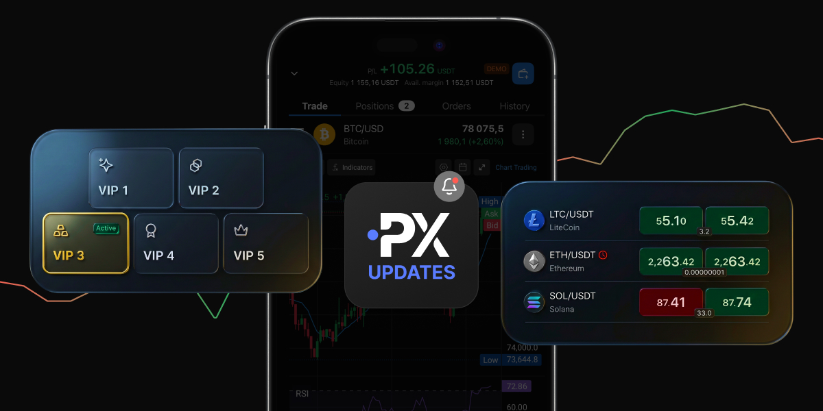 New on PrimeXBT: Smarter tools, stronger VIP benefits, and fresh market insights - Blog Product and content update 01 1200x600 1